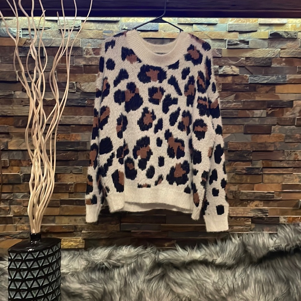 Boutique style, faux cashmere animal print sweater, brand sweet lovely by Jen